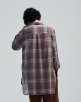 BED j.w. FORD "NICE IDEA – Red" Layered Check Shirts|ベッドフォード "ナイスアイデア – レッド" レイヤードチェックシャツ メンズモデル着用
