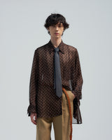 BED j.w. FORD "wink – Brown" Tie Shirts|ベッドフォード "ウィンク – ブラウン" タイ付きシャツ メンズモデル着用