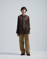 BED j.w. FORD "wink – Brown" Tie Shirts|ベッドフォード "ウィンク – ブラウン" タイ付きシャツ メンズモデル着用