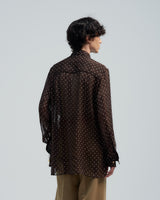 BED j.w. FORD "wink – Brown" Tie Shirts|ベッドフォード "ウィンク – ブラウン" タイ付きシャツ メンズモデル着用