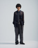 BED j.w. FORD "wink – Navy" Tie Shirts|ベッドフォード "ウィンク – ネイビー" タイ付きシャツ メンズモデル着用