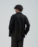 BED j.w. FORD "Nice Material Tops – Black" Skipper Shirts|ベッドフォード "ナイスマテリアルトップス – ブラック" スキッパーシャツ メンズモデル着用