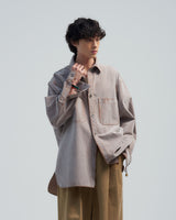 BED j.w. FORD "Over Shirt – Icegray" Over Sized Shirt|ベッドフォード "オーバーシャツ – アイスグレー" オーバーサイズシャツ メンズモデル着用