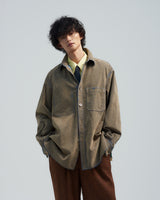 BED j.w. FORD "Over Shirt – Khaki" Over Sized Shirt|ベッドフォード "オーバーシャツ – カーキ" オーバーサイズシャツ メンズモデル着用