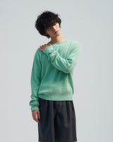 BED j.w. FORD "Long long sleeves – Emerald" Crewneck Knit Sweater|ベッドフォード "ロングロングスリーブス – エメラルド" クルーネックニット メンズモデル着用