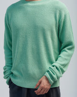 BED j.w. FORD "Long long sleeves – Emerald" Crewneck Knit Sweater|ベッドフォード "ロングロングスリーブス – エメラルド" クルーネックニット メンズモデル着用