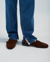 BED j.w. FORD "50X (slim) – Blue" Slim Jeans|ベッドフォード "50X (スリム) – ブルー" スリムジーンズ メンズモデル着用