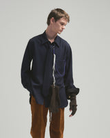 BED j.w. FORD "Wear a shirts – Navy" Tie Shirts|ベッドフォード "ウェアアシャツ – ネイビー" タイ付きシャツ メンズモデル着用