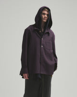 BED j.w. FORD "Two Hooded – Bordeaux" Hooded Shirts|ベッドフォード "ツーフーデット – ボルドー" フード付きシャツ メンズモデル着用
