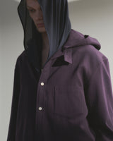 BED j.w. FORD "Two Hooded – Bordeaux" Hooded Shirts|ベッドフォード "ツーフーデット – ボルドー" フード付きシャツ メンズモデル着用