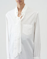 Cotton-Silk Bow Collar Shirts – White