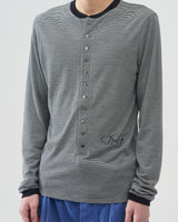 Henry-neckline Shirts – Black×White