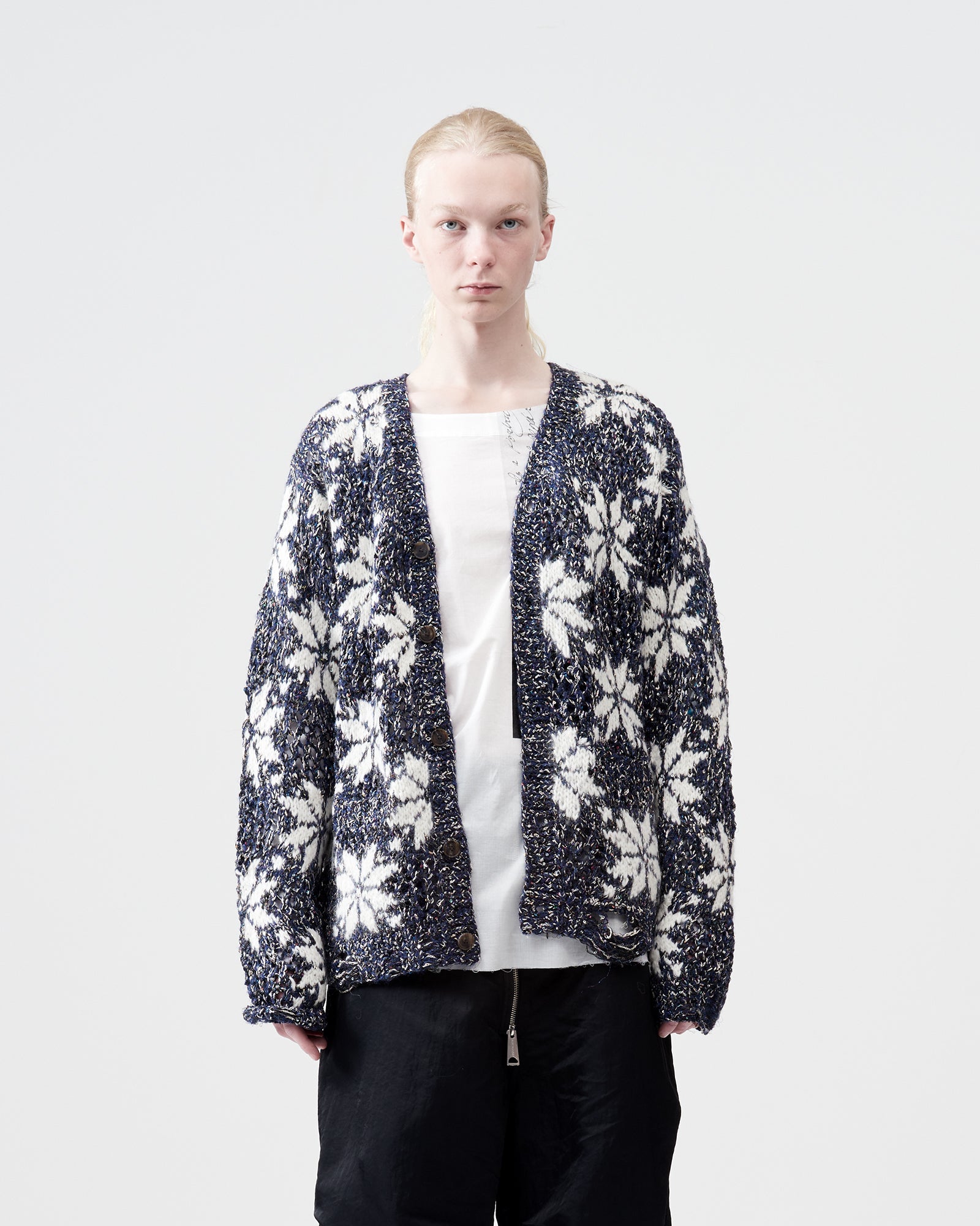 Snow Pattern Cardigan – Navy｜BED j.w. FORD Official Website