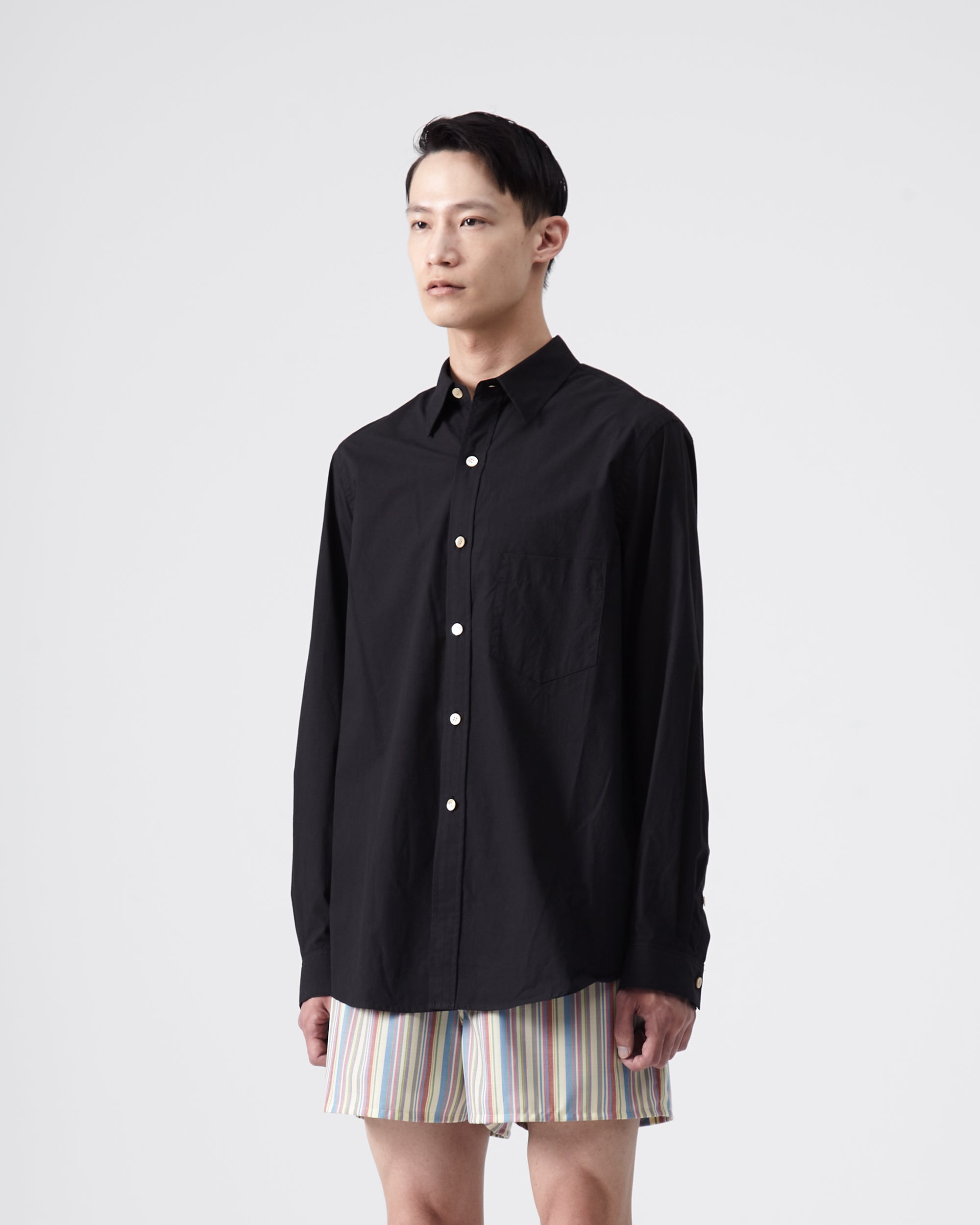 Cotton Silk Shirt – Black｜BED j.w. FORD Official Website