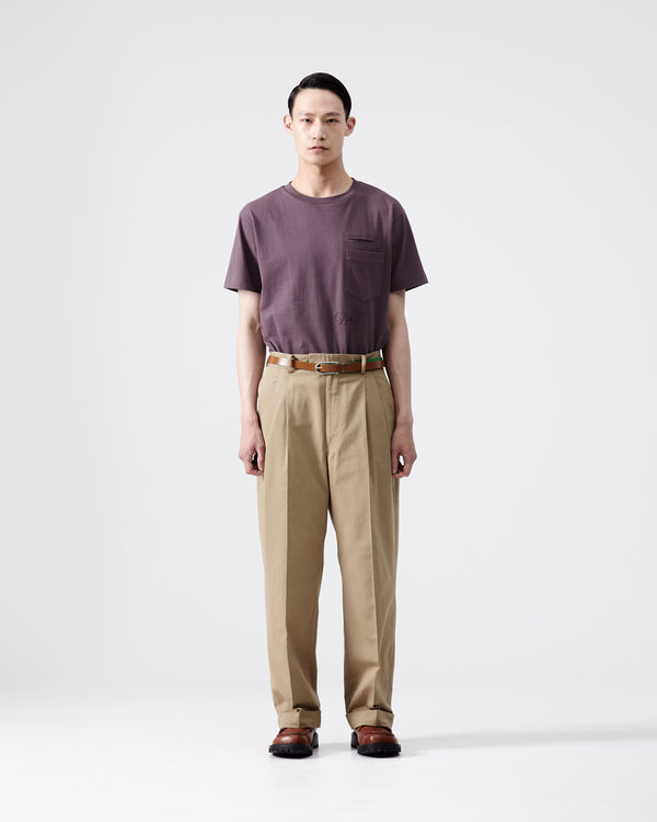 Cotton Two-tuck Pants – Beige