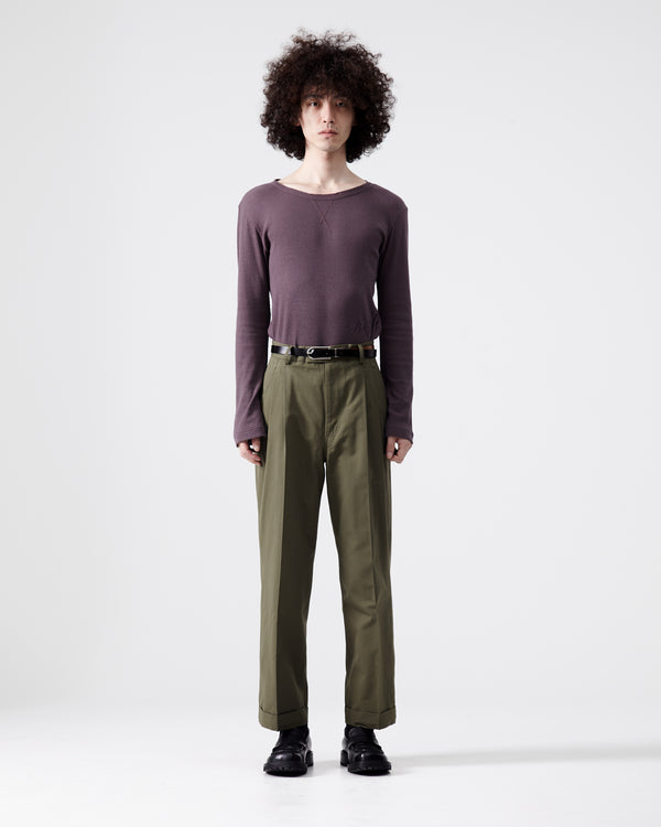Cotton Two-tuck Pants – Olive