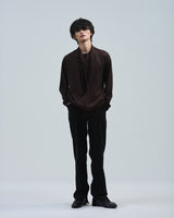 BED j.w. FORD "2.5 quintet – Brown" Layered Knit Sweater|ベッドフォード "2.5 クインテット – ブラウン" レイヤードニットセーター メンズモデル着用