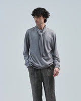 BED j.w. FORD "2.5 quintet – Gray" Layered Knit Sweater|ベッドフォード "2.5 クインテット – グレー" レイヤードニットセーター メンズモデル着用
