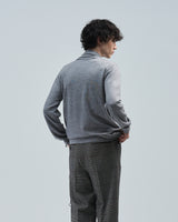 BED j.w. FORD "2.5 quintet – Gray" Layered Knit Sweater|ベッドフォード "2.5 クインテット – グレー" レイヤードニットセーター メンズモデル着用