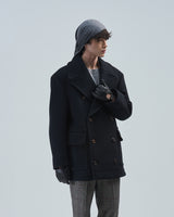 BED j.w. FORD "Box – Black" Box Silhouette P Coat|ベッドフォード "ボックス – ブラック" ボックスシルエットピーコート メンズモデル着用
