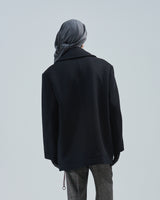 BED j.w. FORD "Box – Black" Box Silhouette P Coat|ベッドフォード "ボックス – ブラック" ボックスシルエットピーコート メンズモデル着用