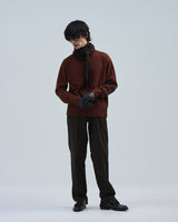 BED j.w. FORD "1.5 oaks – Brown" Scarf Knit Sweater|ベッドフォード "1.5 オークス – ブラウン" スカーフニットセーター メンズモデル着用