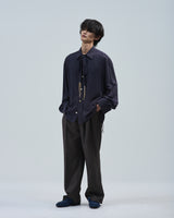 BED j.w. FORD "Scarf – D.Navy" Scarf Shirts|ベッドフォード "スカーフ – ダークネイビー" スカーフシャツ メンズモデル着用