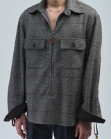 BED j.w. FORD "Two Pockets – Black×White" Pullover Shirts|ベッドフォード "ツーポケッツ – ブラック×ホワイト" プルオーバーシャツ メンズモデル着用