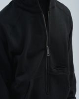 BED j.w. FORD "Hoodie – Black" Half Zip Hoodie|ベッドフォード "フーディー – ブラック" ハーフジップフーディー メンズモデル着用