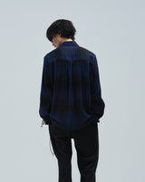 BED j.w. FORD "Office Casual – Blue" Tie Check Shirts|ベッドフォード "オフィスカジュアル – ブルー" タイ付きチェックシャツ メンズモデル着用