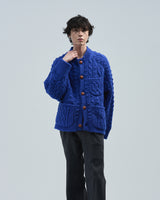 BED j.w. FORD "Cowichan – Blue" Cowichan Knit Sweater|ベッドフォード "カウチン – ブルー" カウチンセーター メンズモデル着用