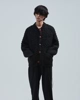 BED j.w. FORD "Cowichan – Black" Cowichan Knit Sweater|ベッドフォード "カウチン – ブラック" カウチンセーター メンズモデル着用