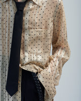 BED j.w. FORD "wink – Ivory" Tie Shirts｜ベッドフォード "ウィンク – アイボリー" タイ付きシャツ メンズモデル着用