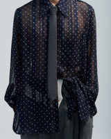 BED j.w. FORD "wink – Navy" Tie Shirts｜ベッドフォード "ウィンク – ネイビー" タイ付きシャツ メンズモデル着用