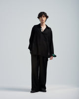 BED j.w. FORD "Nice Material Tops – Black" Skipper Shirts｜ベッドフォード "ナイスマテリアルトップス – ブラック" スキッパーシャツ メンズモデル着用