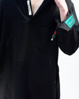 BED j.w. FORD "Nice Material Tops – Black" Skipper Shirts｜ベッドフォード "ナイスマテリアルトップス – ブラック" スキッパーシャツ メンズモデル着用