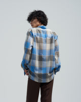 BED j.w. FORD "Two Pockets – Blue" Check Shirts｜ベッドフォード "ツーポケッツ – ブルー" チェックシャツ メンズモデル着用