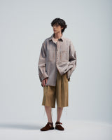 BED j.w. FORD "Over Shirt – Icegray" Over Sized Shirt｜ベッドフォード "オーバーシャツ – アイスグレー" オーバーサイズシャツ メンズモデル着用