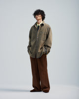 BED j.w. FORD "Over Shirt – Khaki" Over Sized Shirt｜ベッドフォード "オーバーシャツ – カーキ" オーバーサイズシャツ メンズモデル着用