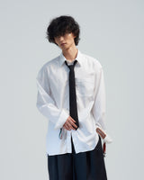 BED j.w. FORD "Day 5 Shirts – White" Tie Shirts｜ベッドフォード "デイ5シャツ – ホワイト" タイ付きシャツ メンズモデル着用