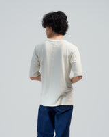 BED j.w. FORD "THE Body – Ivory" Silk T-Shirts｜ベッドフォード "ザ・ボディ – アイボリー" シルクTシャツ メンズモデル着用