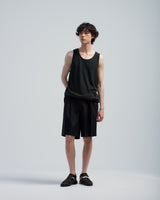 BED j.w. FORD "No Sleeve – Black" Silk Tank top｜ベッドフォード "ノースリーブ – ブラック" シルクタンクトップ メンズモデル着用