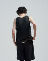 BED j.w. FORD "No Sleeve – Black" Silk Tank top｜ベッドフォード "ノースリーブ – ブラック" シルクタンクトップ メンズモデル着用