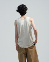 BED j.w. FORD "No Sleeve – Ivory" Silk Tank top｜ベッドフォード "ノースリーブ – アイボリー" シルクタンクトップ メンズモデル着用