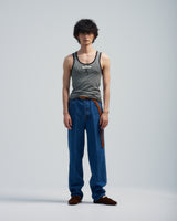 BED j.w. FORD "Tight – Black×White" Wool Tank top｜ベッドフォード "タイト – ブラック×ホワイト" ウールタンクトップ メンズモデル着用