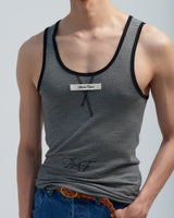 BED j.w. FORD "Tight – Black×White" Wool Tank top｜ベッドフォード "タイト – ブラック×ホワイト" ウールタンクトップ メンズモデル着用