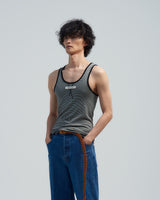 BED j.w. FORD "Tight – Black×White" Wool Tank top｜ベッドフォード "タイト – ブラック×ホワイト" ウールタンクトップ メンズモデル着用