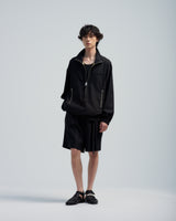 BED j.w. FORD "No Stress – Black" Pullover Jacket｜ベッドフォード "ノーストレス – ブラック" プルオーバージャケット メンズモデル着用