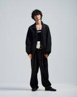 BED j.w. FORD "inside pockets – Black" Nylon Jacket｜ベッドフォード "インサイドポケット – ブラック" ナイロンジャケット メンズモデル着用