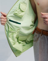 BED j.w. FORD "inside pockets – Mint" Nylon Jacket｜ベッドフォード "インサイドポケット – ミント" ナイロンジャケット メンズモデル着用